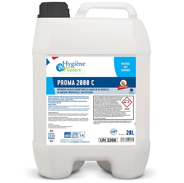 Proma 2000C - Lavage désinfectant chloré LV eau douce / 20L