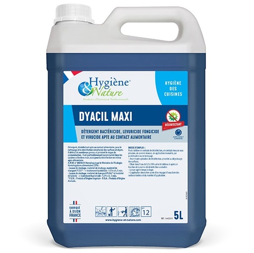 Pro Dyacil Maxi - Détergent désinfectant virucide EN14476 concentré / 5L (Remplacé par Vortha DYABAC 3105)