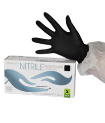[3475] Gants nitrile non-poudrés NOIR  / Bte 100 (6-7 (S))