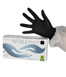 Gants nitrile non-poudrés NOIR  / Bte 100 (6-7 (S))