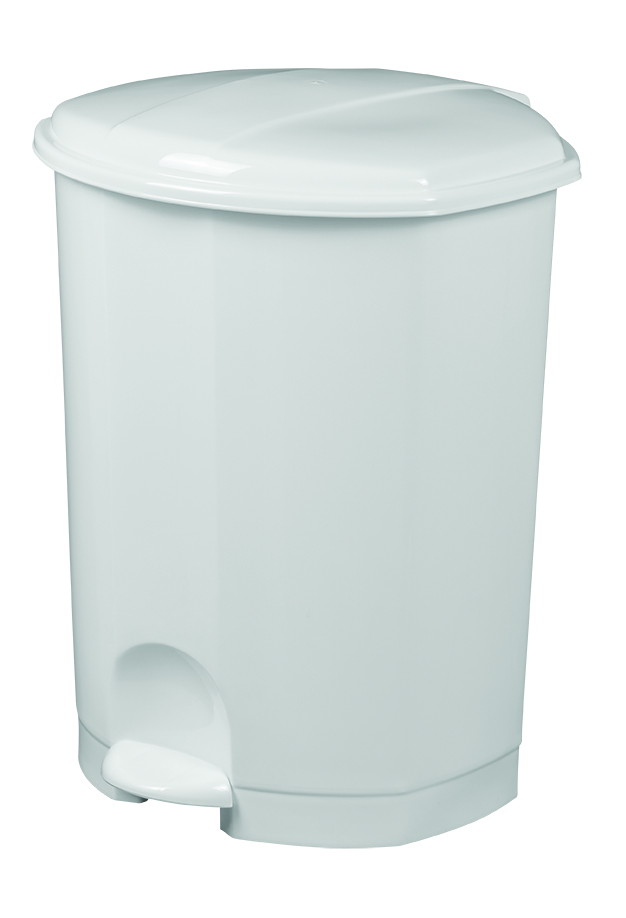 Poubelle à pédale plastique 30L, blanc