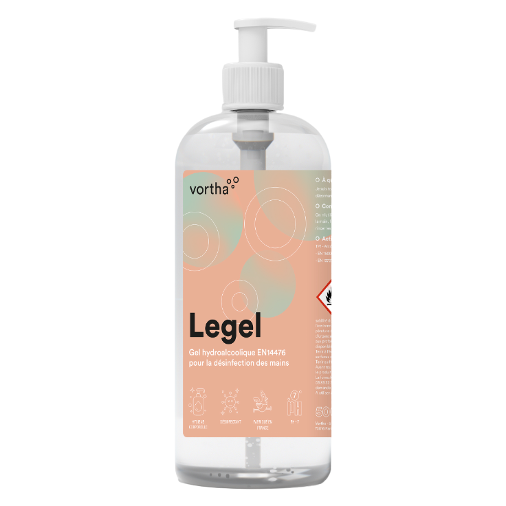 Vortha LEGEL Gel hydroalcoolique antiseptique EN14476 / Flacon 500ml