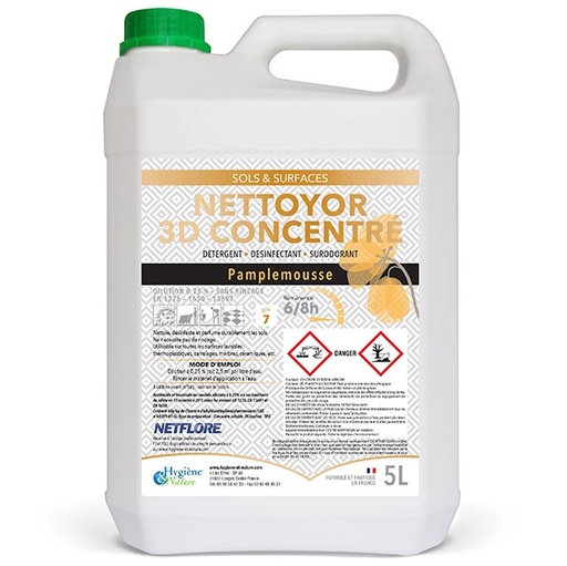 NETTOYOR 3D Nettoyant sol concentré / 5L (Jasmin-Pêche)