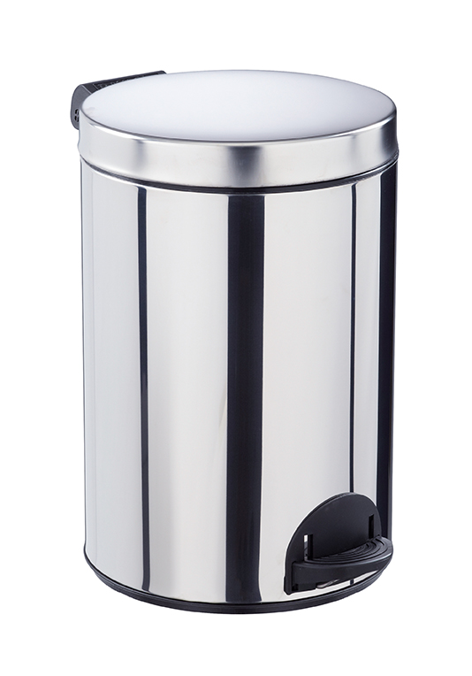 [8499] Poubelle à pédale 12L, inox (Brillant)