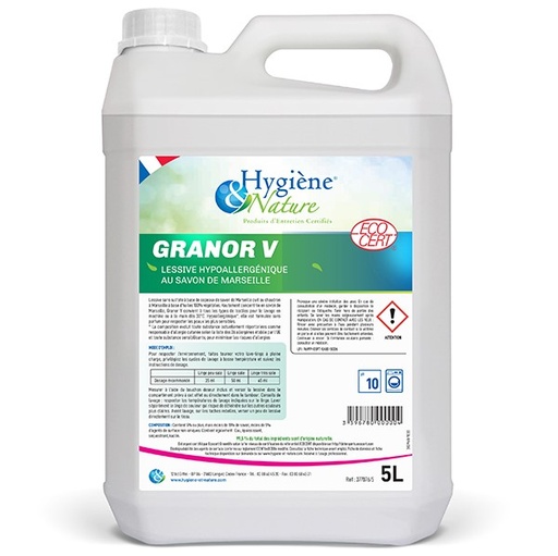 [7013] Lessive liquide Granor V ECOCERT au savon de Marseille / 5L